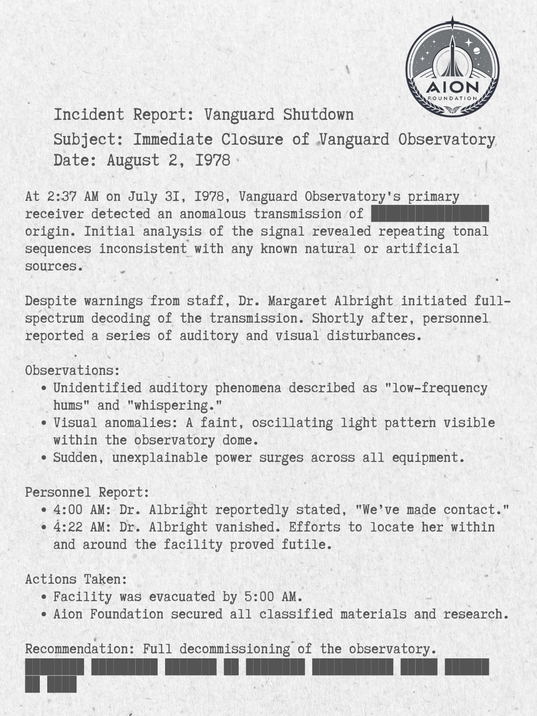 Incident Report